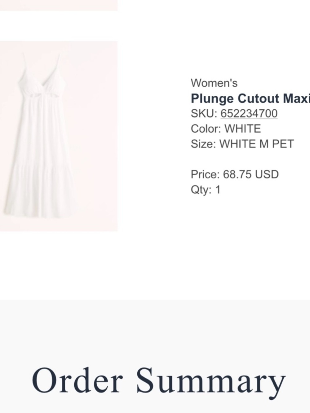 Abercrombie & Fitch White Plunge Cutout Maxi Slip